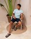 Textured Polo- Aqua Blue