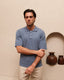 Elston Knitted Polo- Steel Blue