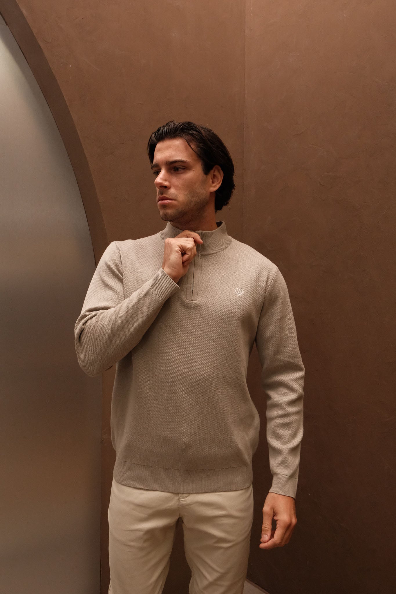 Grey Oat Knitted Quarter Zip – Walker & Hunt