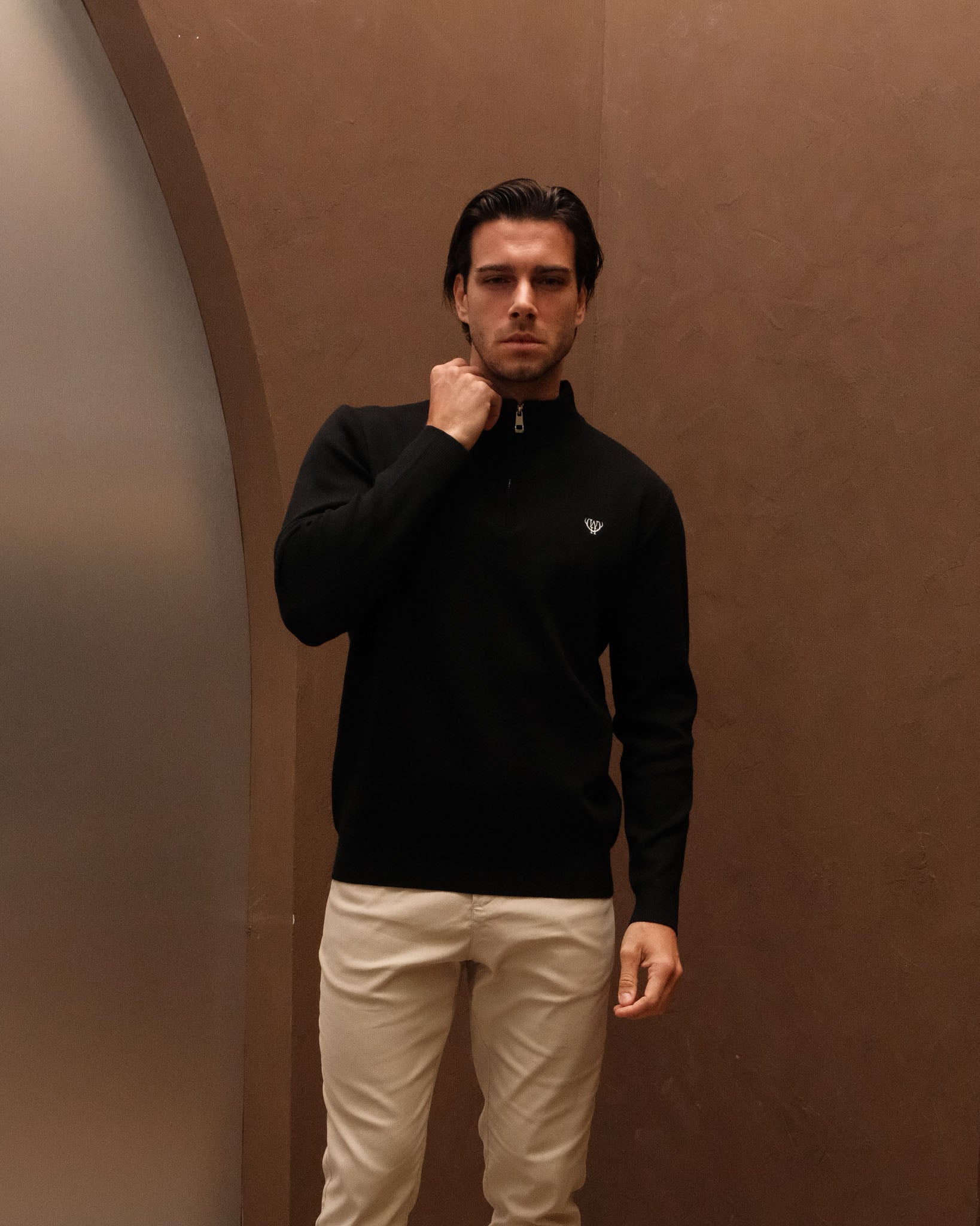 Black Knitted Quarter Zip – Walker & Hunt