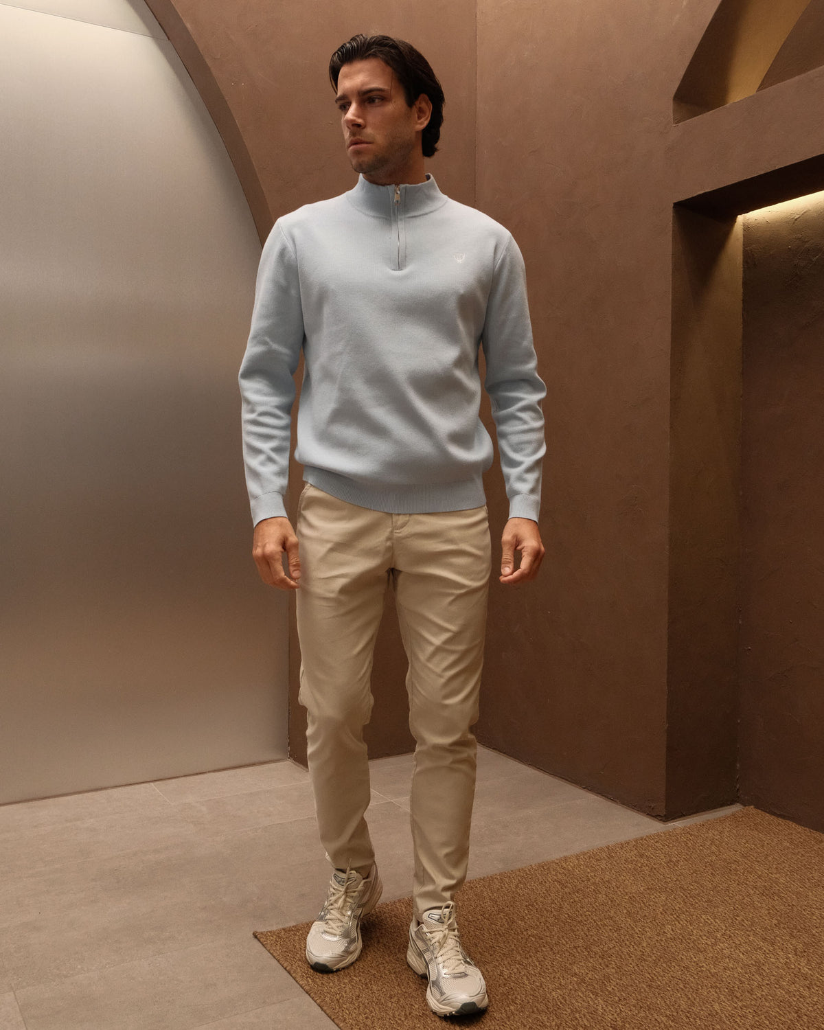 Blue Knitted Half Zip