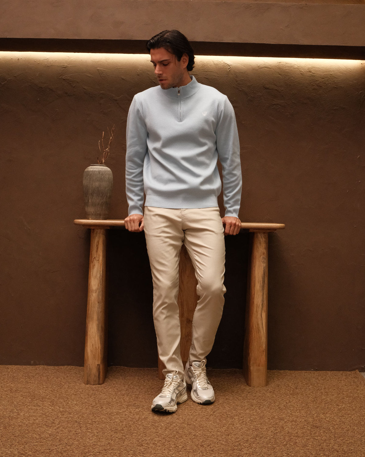 Blue Knitted Half Zip