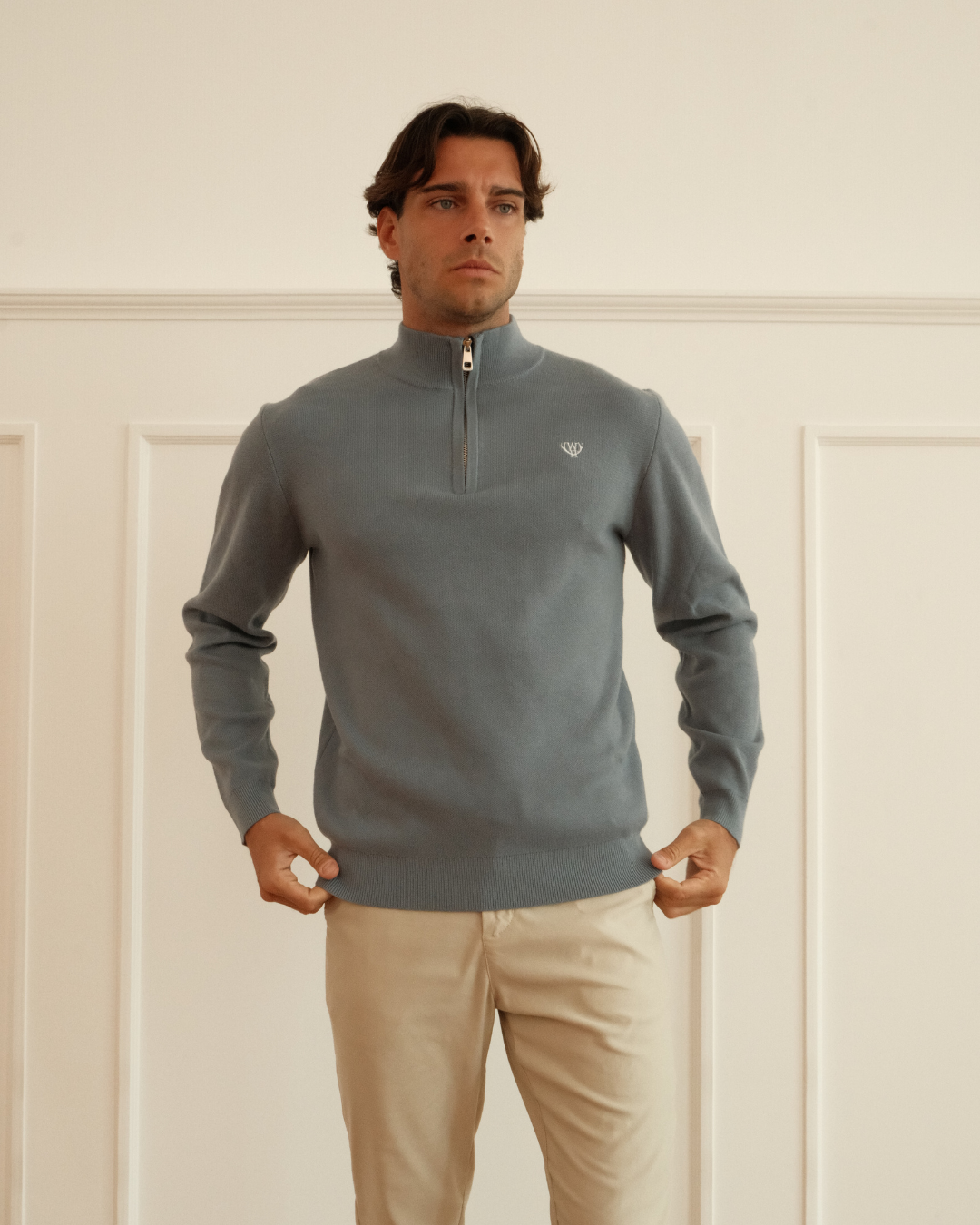 Huxley Quarter Zip - Steel Blue