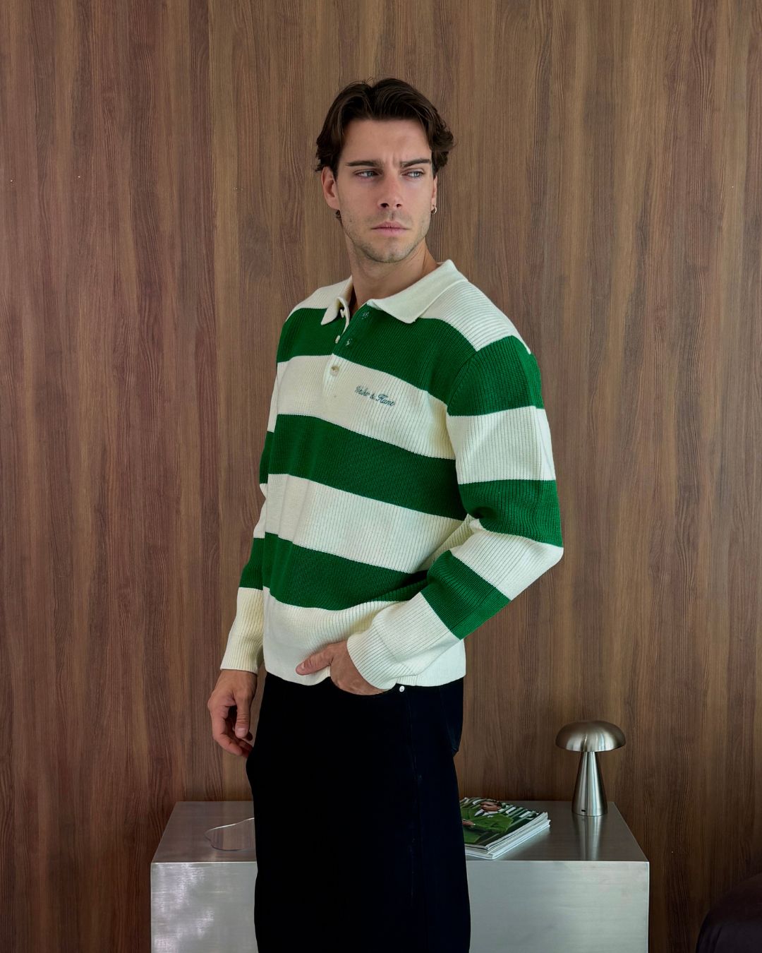 Oversized Lando Knit - Emerald Green & Cream