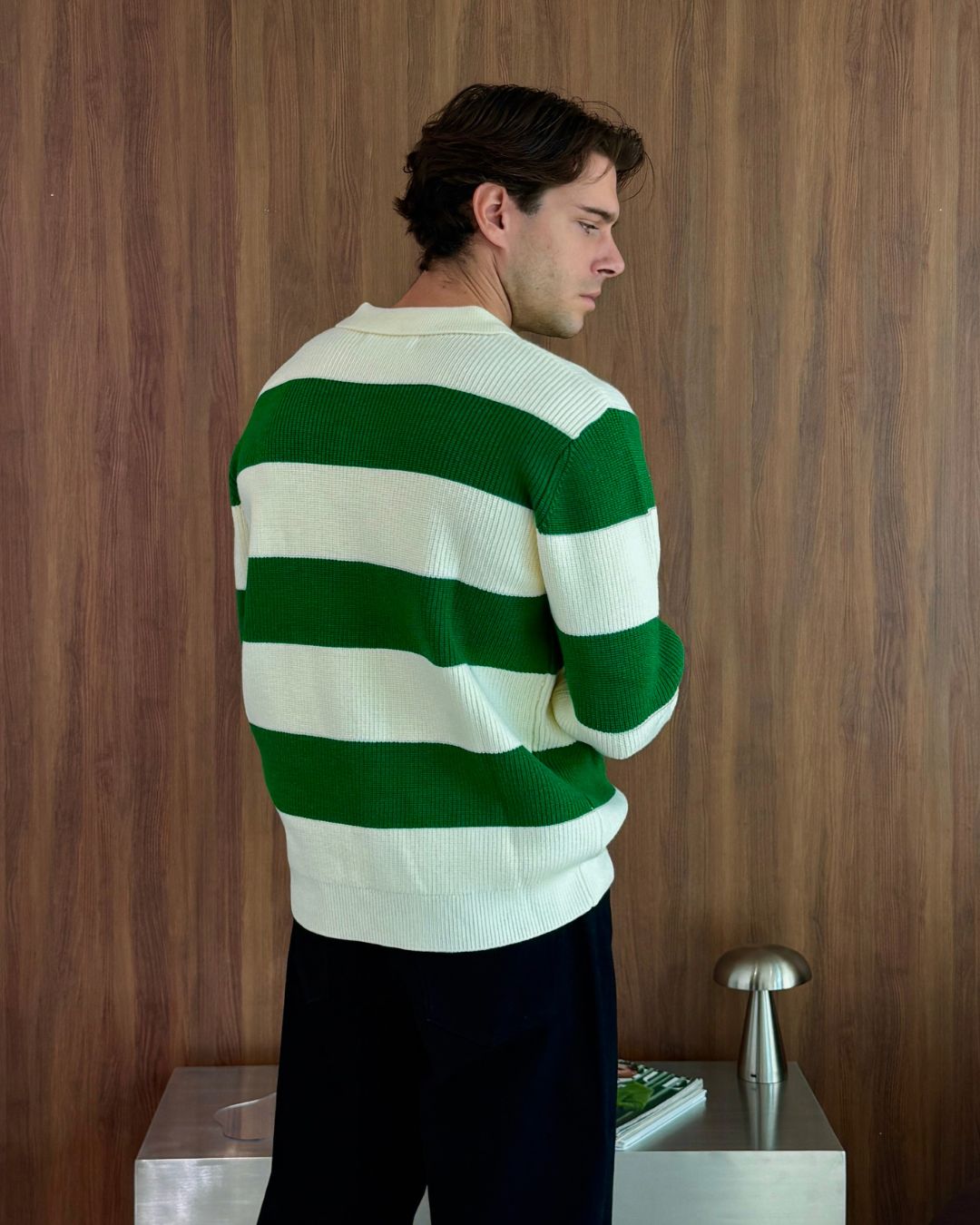 Oversized Lando Knit - Emerald Green & Cream