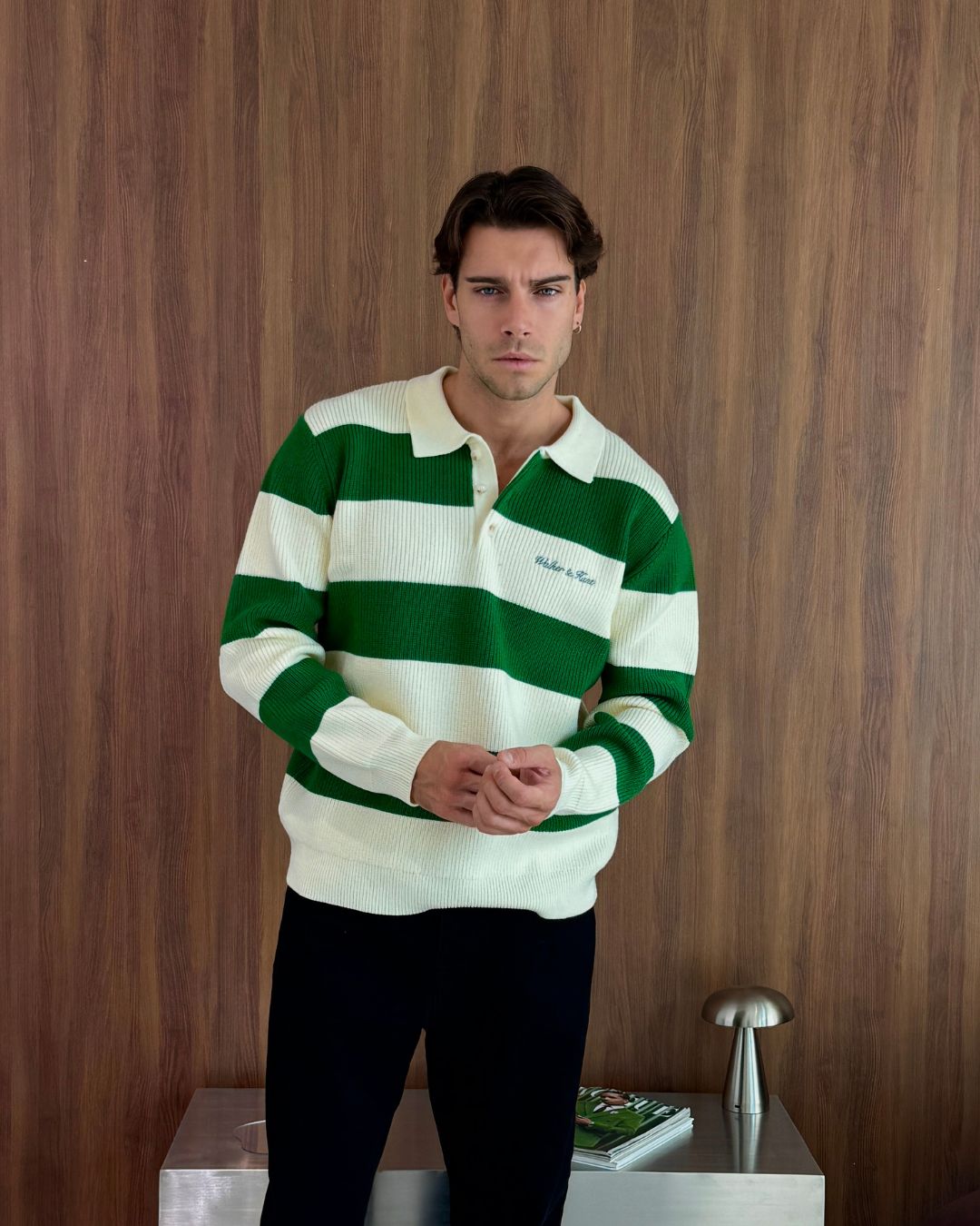 Oversized Lando Knit - Emerald Green & Cream