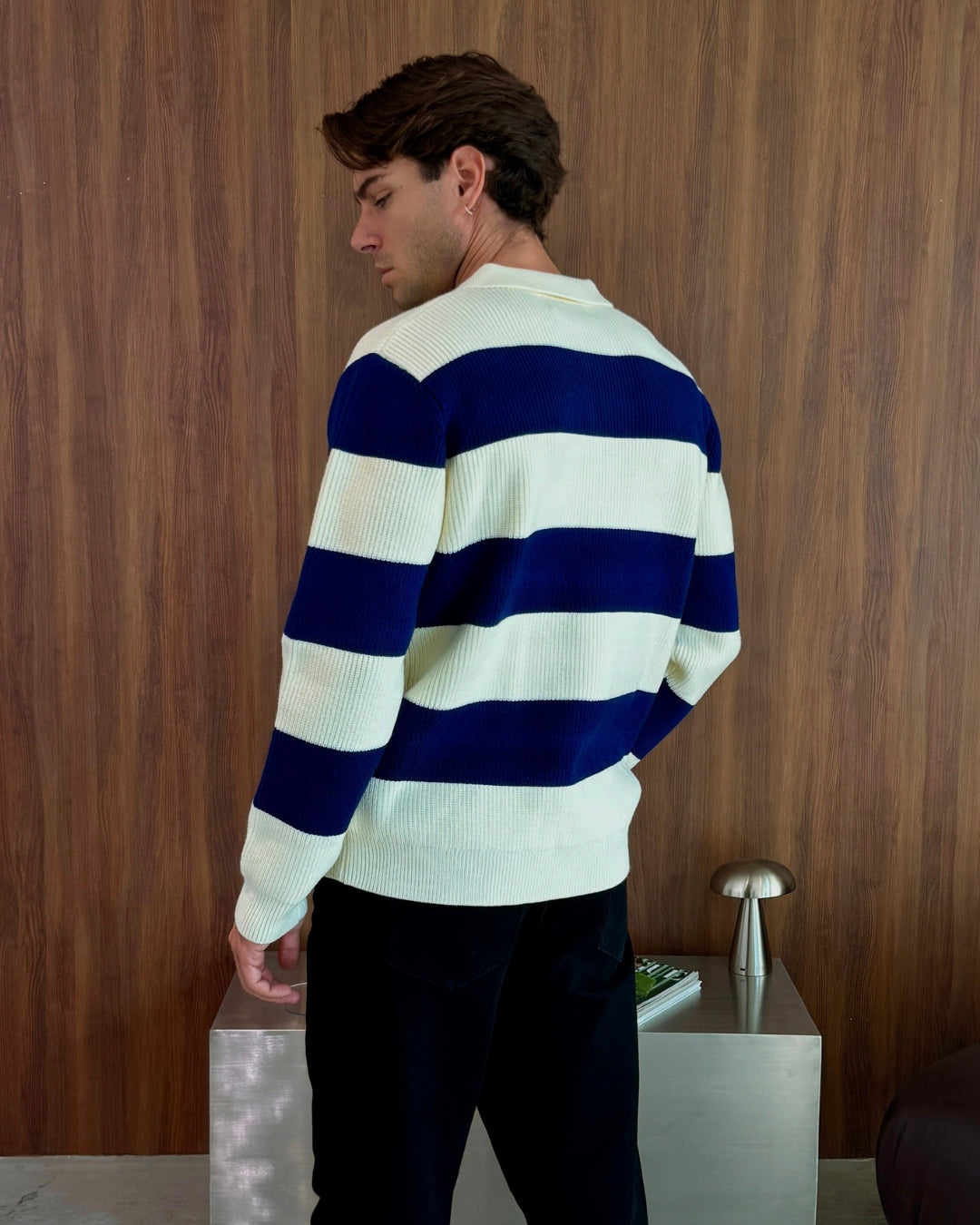 Oversized Lando Knit- Navy & Cream