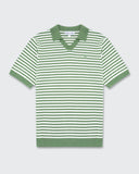 Milton Knitted Polo - Sage & Cream