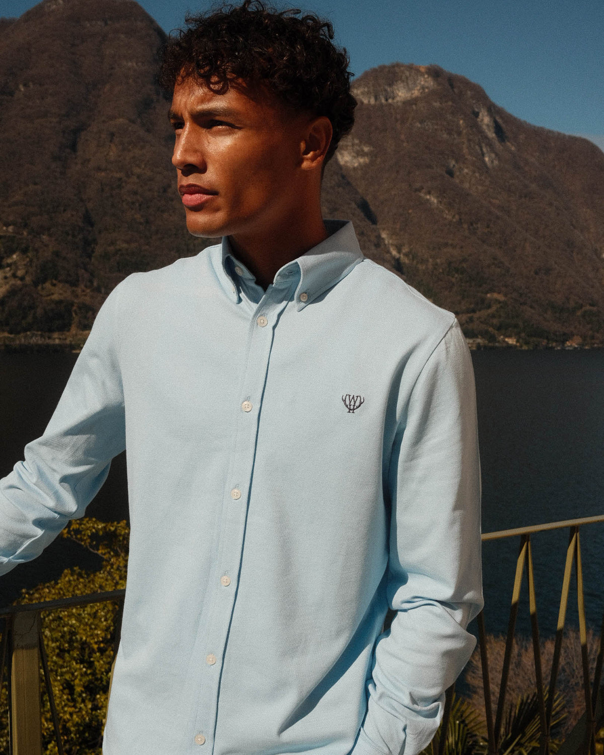 Piqué Stretch Shirt- Light Blue