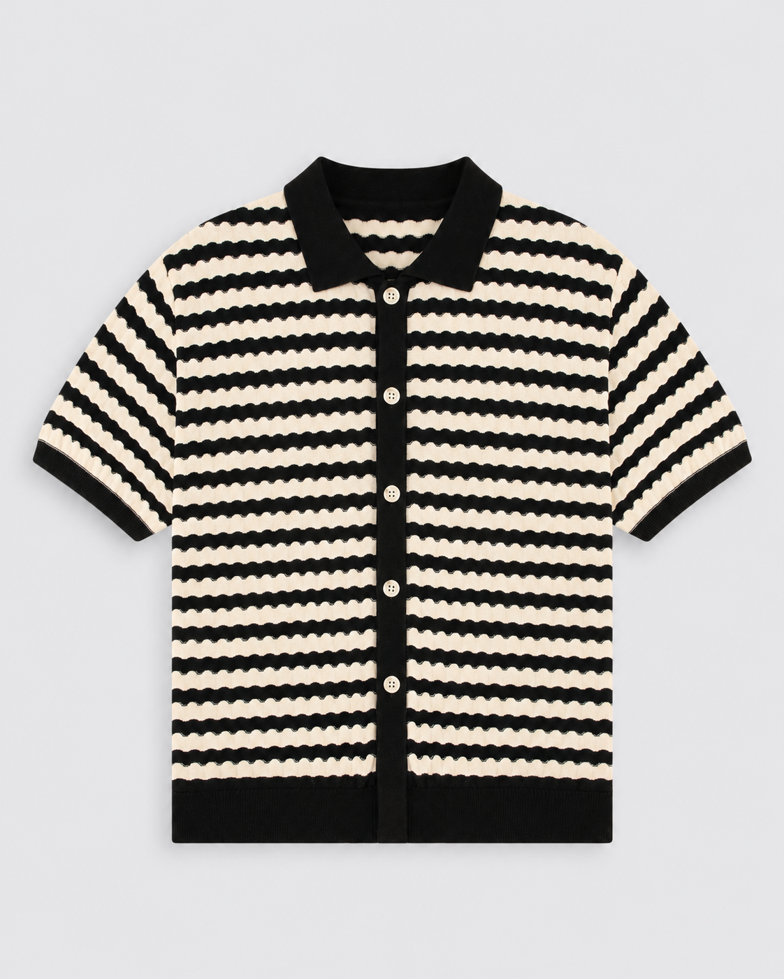 Striped Knitted Shirt - Black