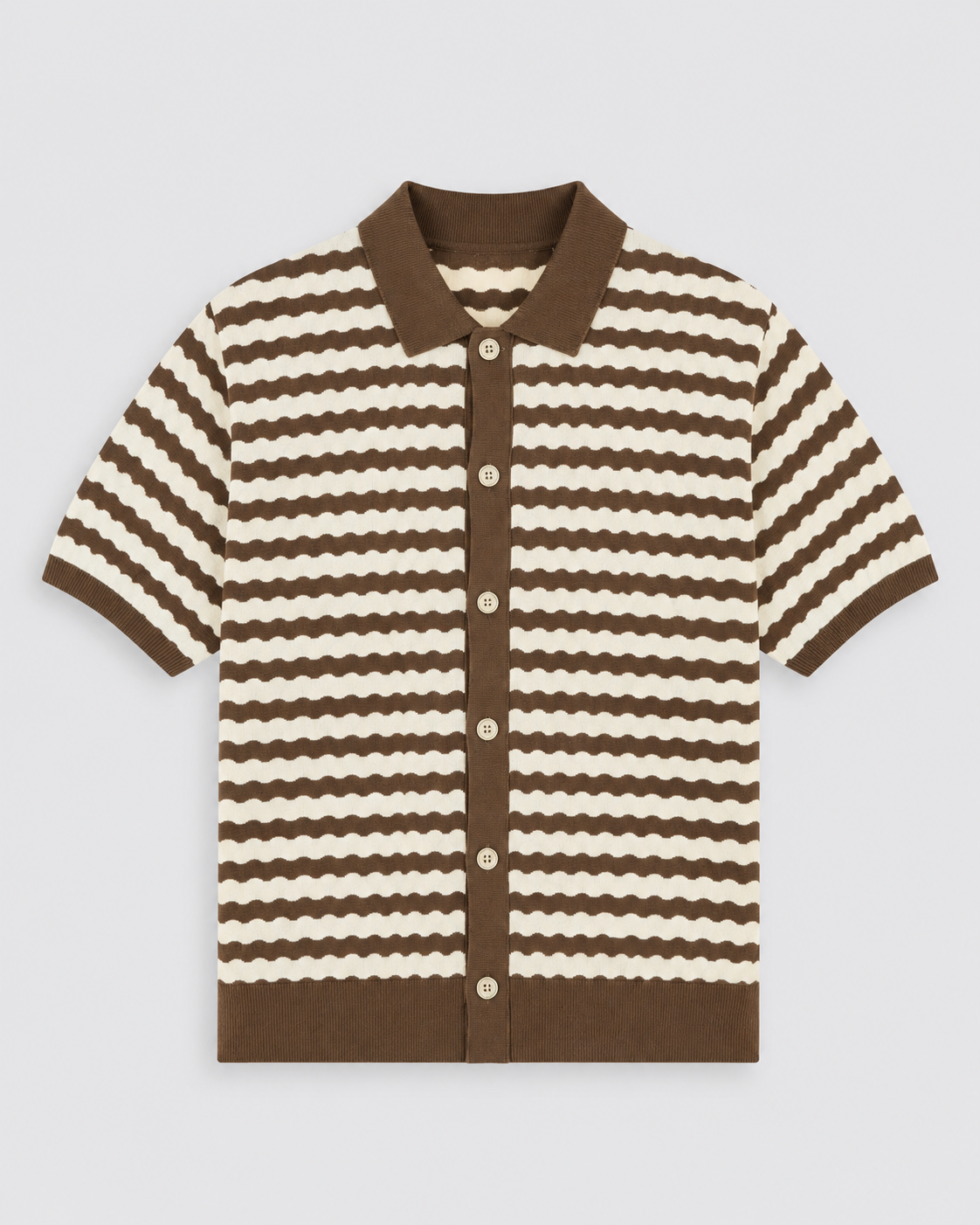 Striped Knitted Shirt - Mocha