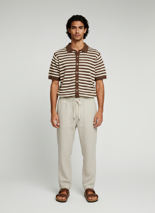 Striped Knitted Shirt - Mocha