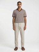 Milton Knitted Polo- Mocha & Cream