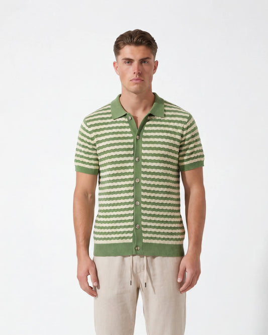 Striped Knitted Shirt - Sage