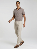 Milton Knitted Polo- Mocha & Cream