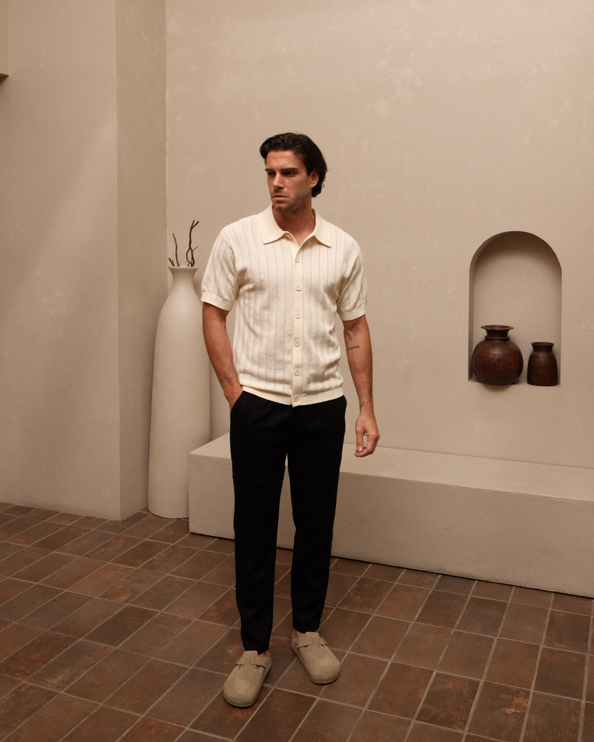 Knitted Shirt- Cream