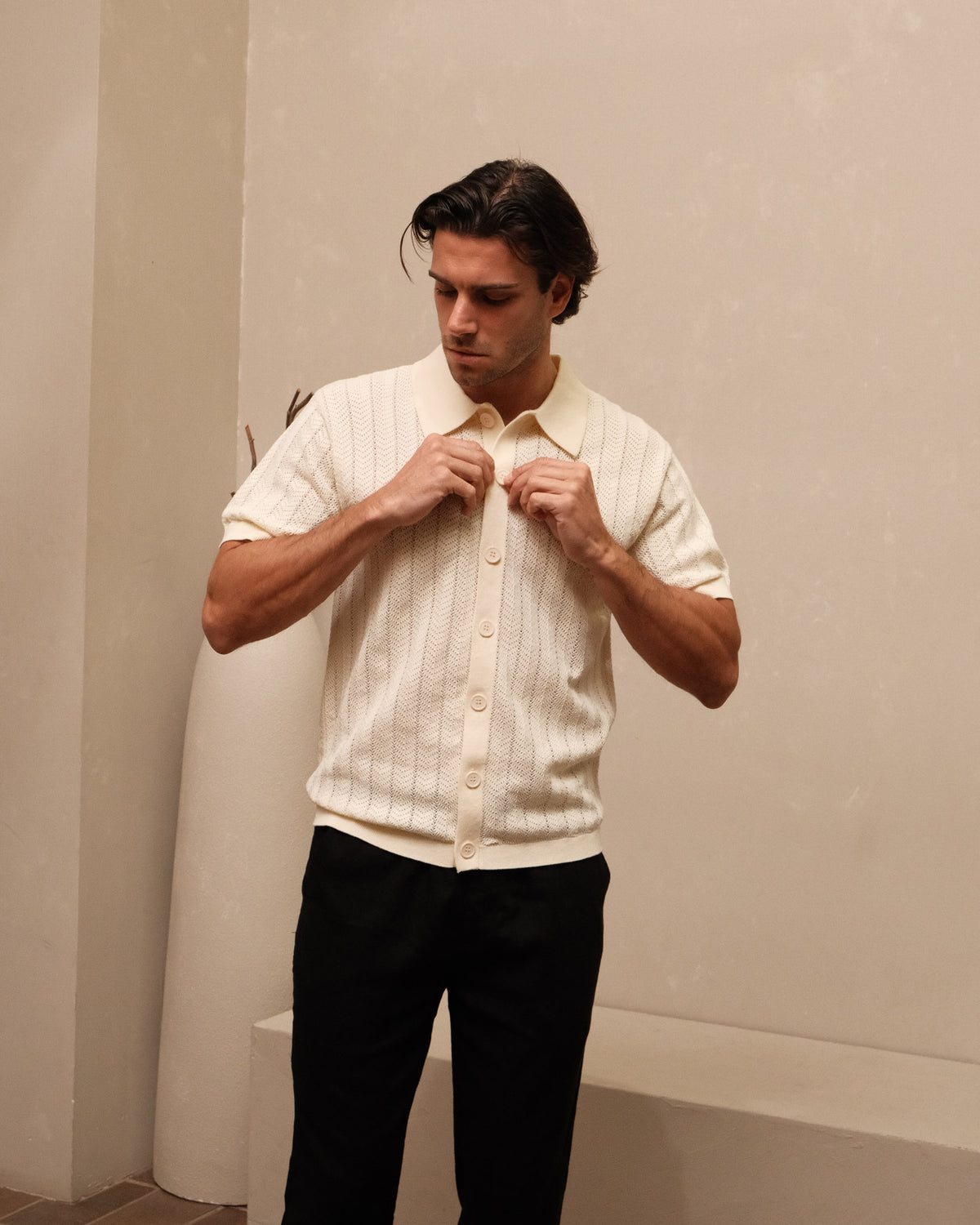 Knitted Shirt- Cream