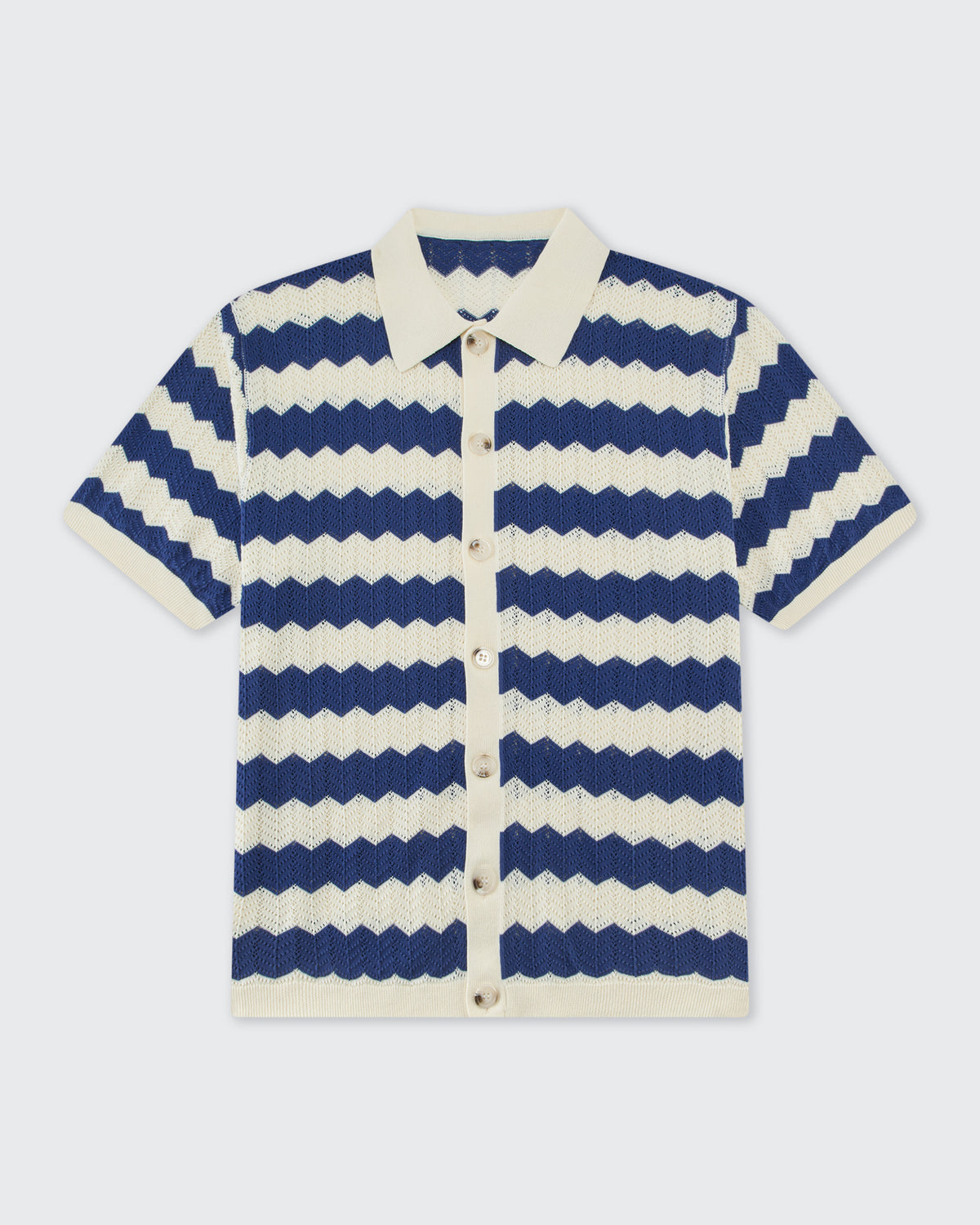 Knitted Shirt- Navy & Cream
