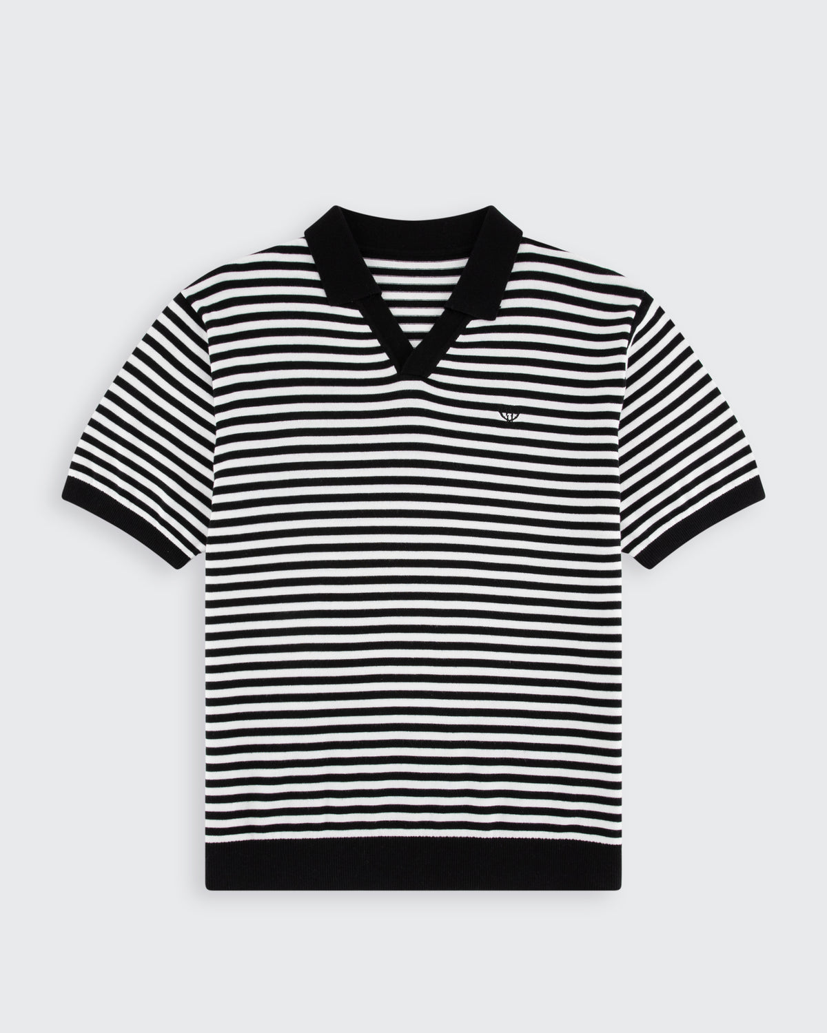 Milton Striped Polo - Black & Cream