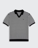 Milton Knitted Polo - Black & Cream
