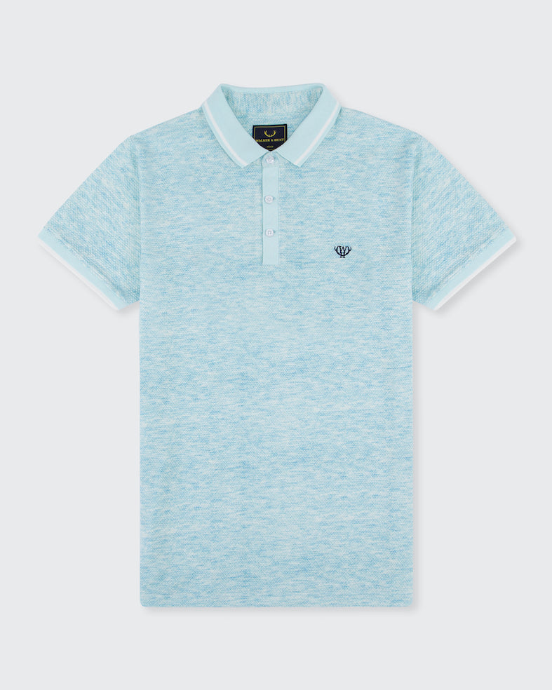 Textured Polo- Aqua Blue