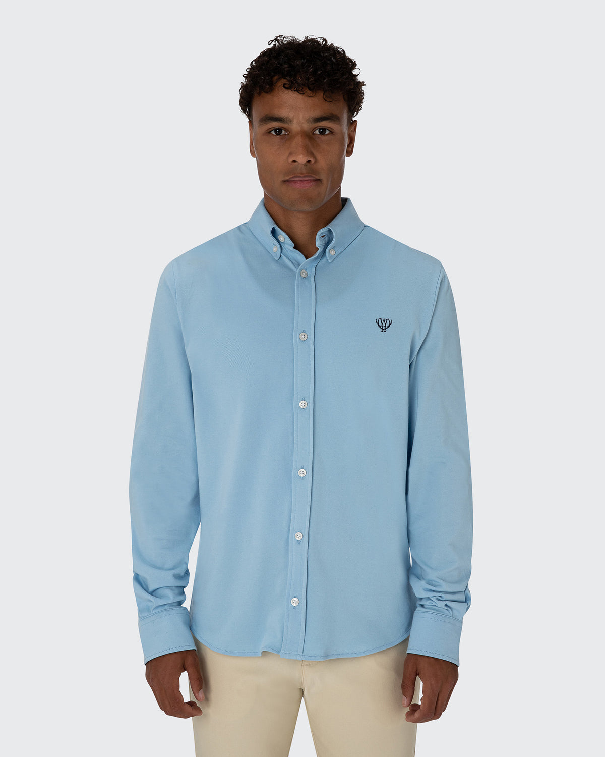 Piqué Stretch Shirt- Light Blue