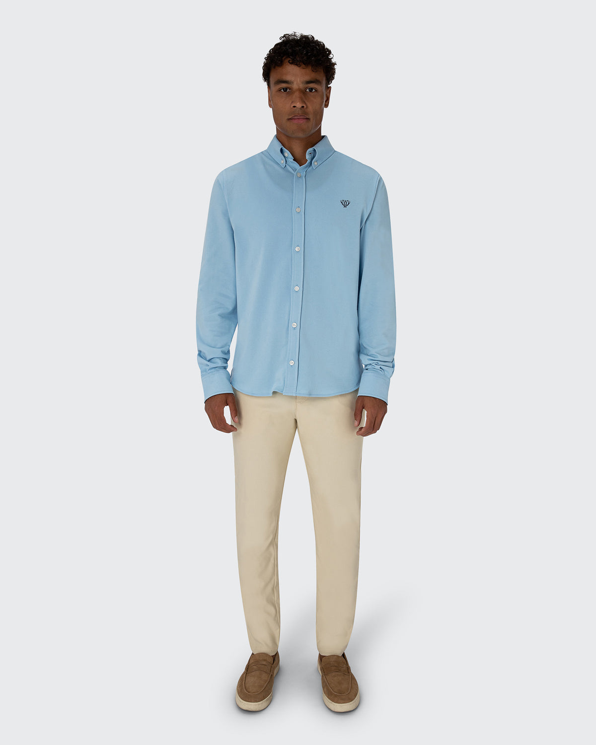 Piqué Stretch Shirt- Light Blue