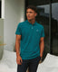 Textured Polo- Midnight Green