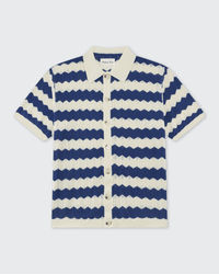 Knitted Shirt- Navy & Cream