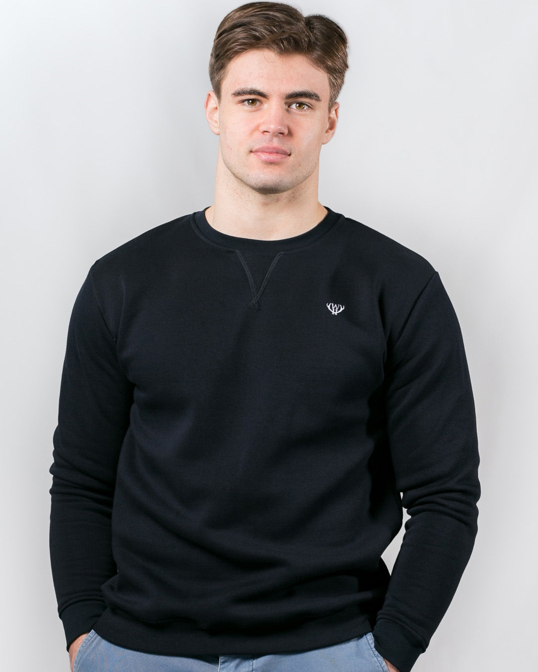 Navy V-Stitch Sweatshirt - Walker & Hunt Sweaters